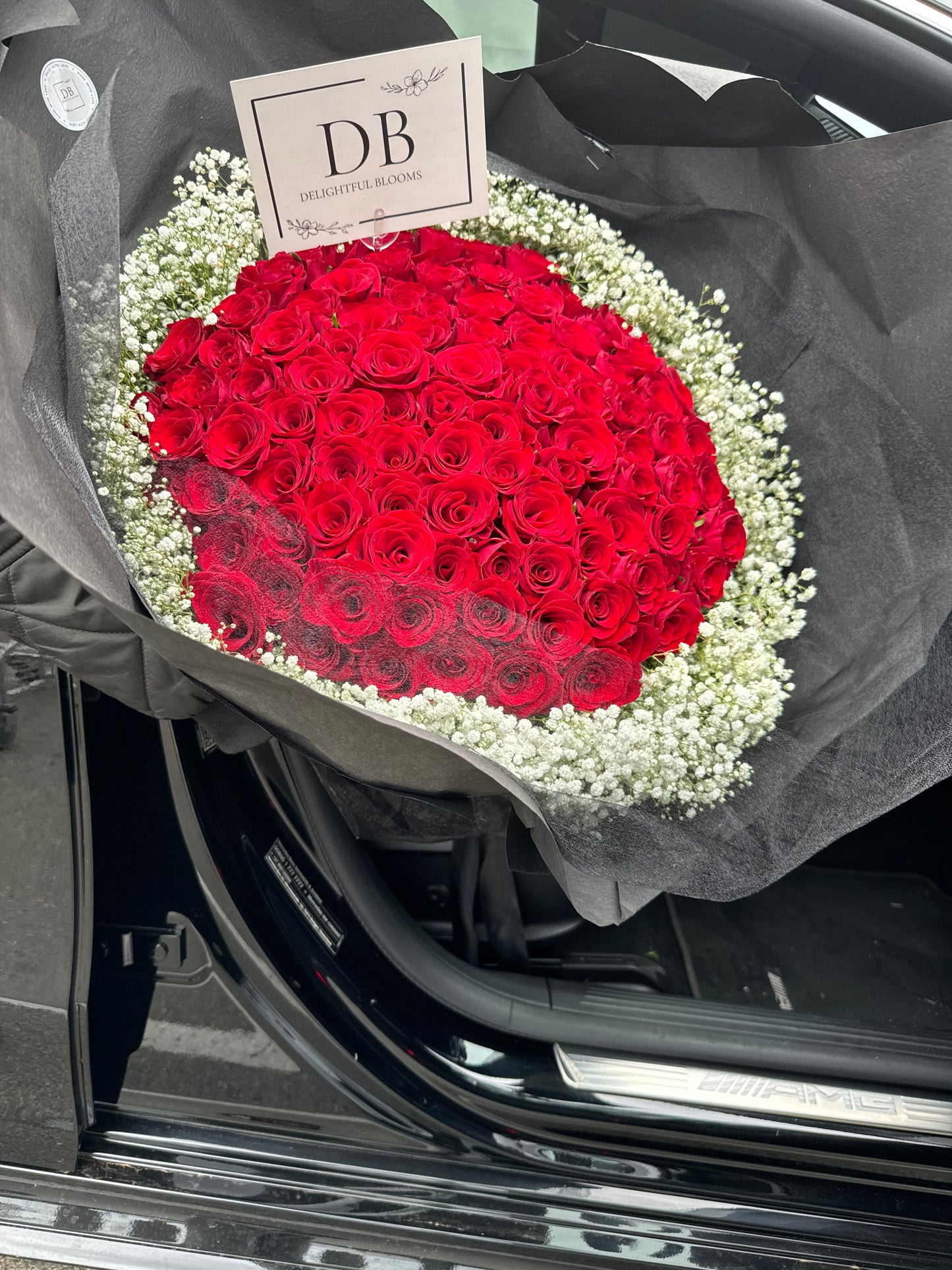 Red Roses + White Baby Breath Combo