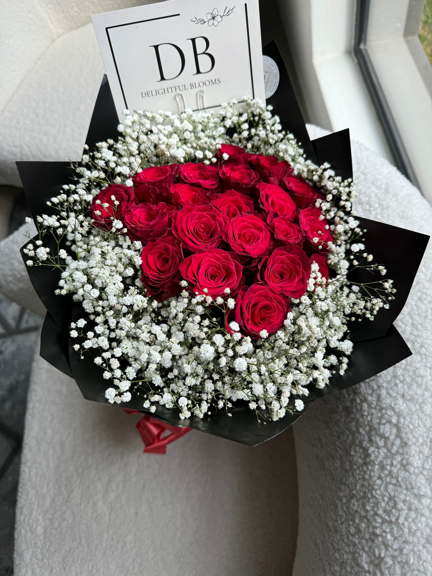 Red Roses + White Baby Breath Combo