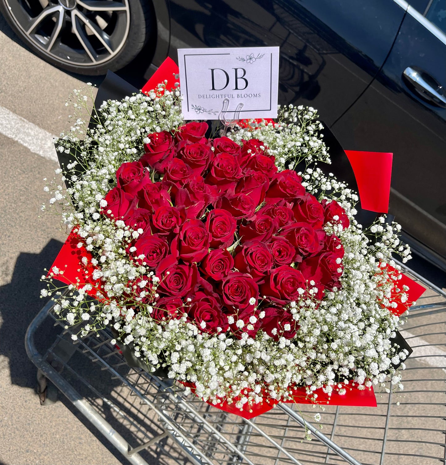 Red Roses + White Baby Breath Combo