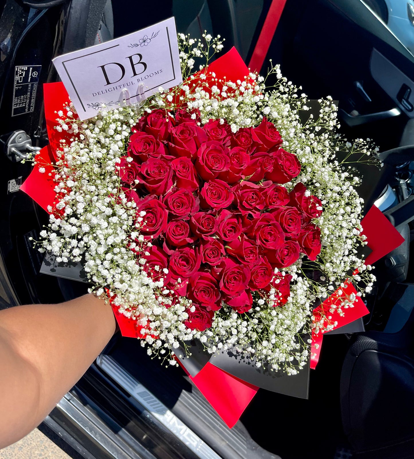 Red Roses + White Baby Breath Combo