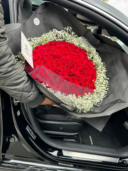 Red Roses + White Baby Breath Combo