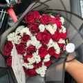 40 Red roses with white latisfolia