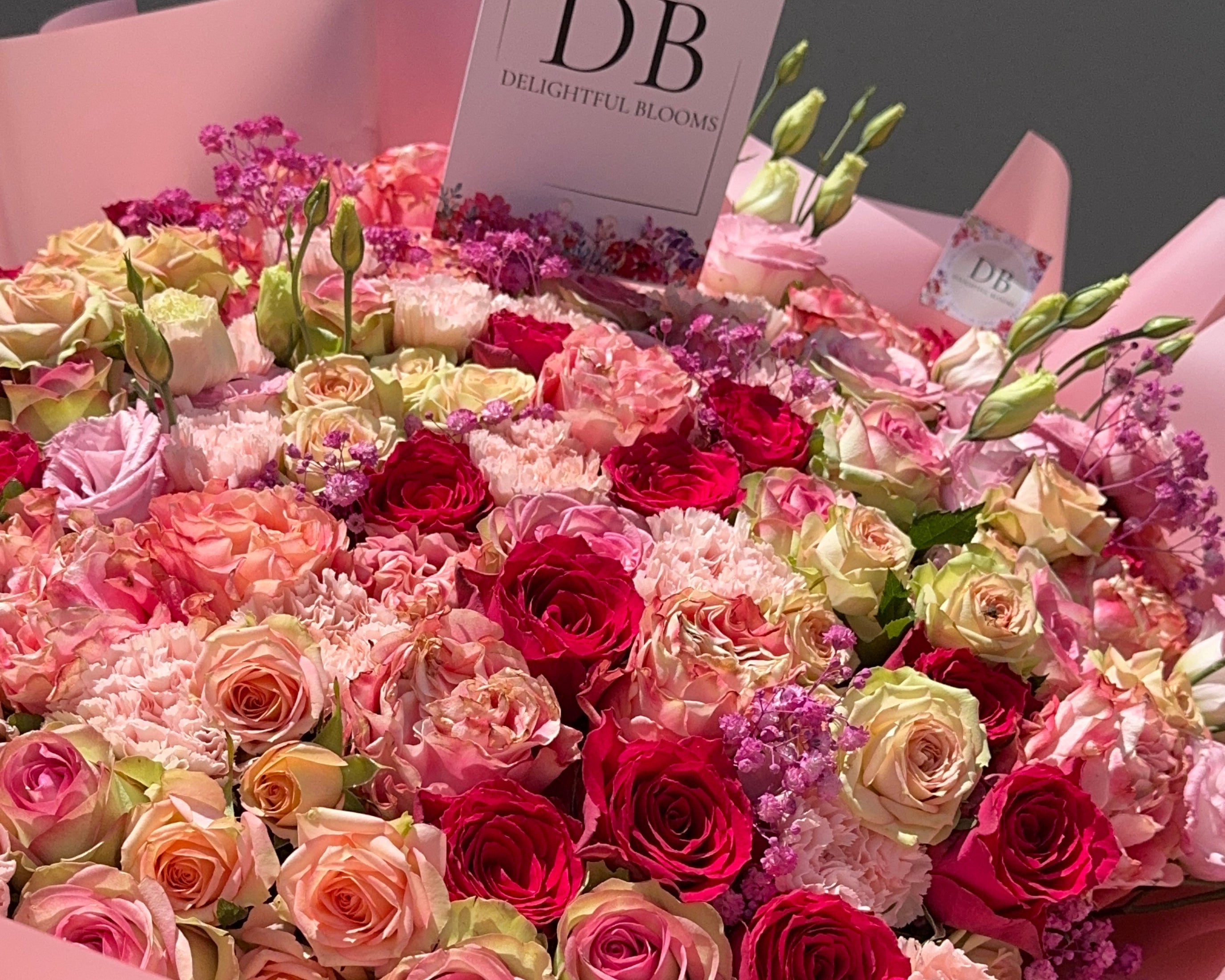 Luxury Pink Mixed Flower Arrangement with Roses