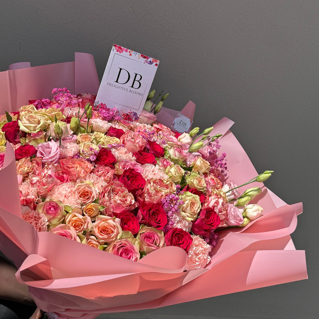 Luxury Pink Mixed Flower Arrangement with Roses
