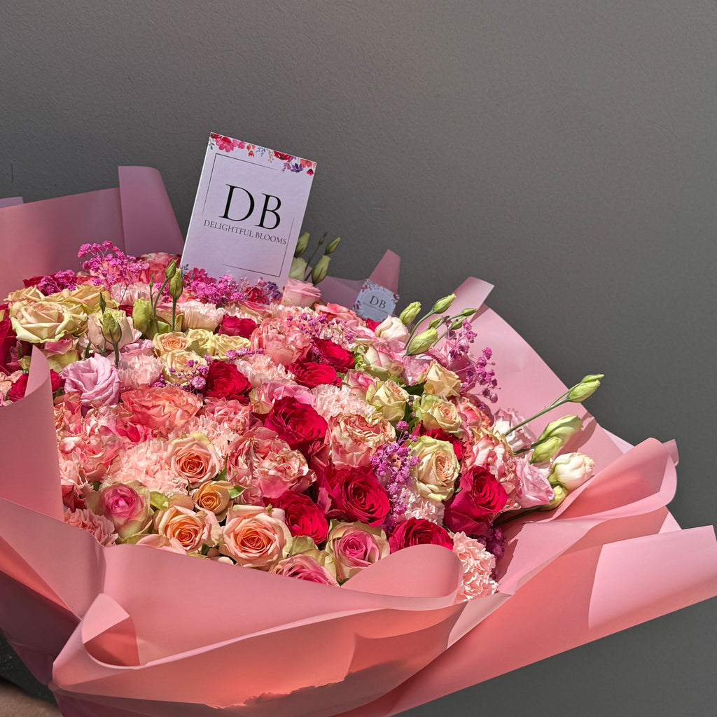 Luxury Pink Mixed Flower Arrangement with Roses