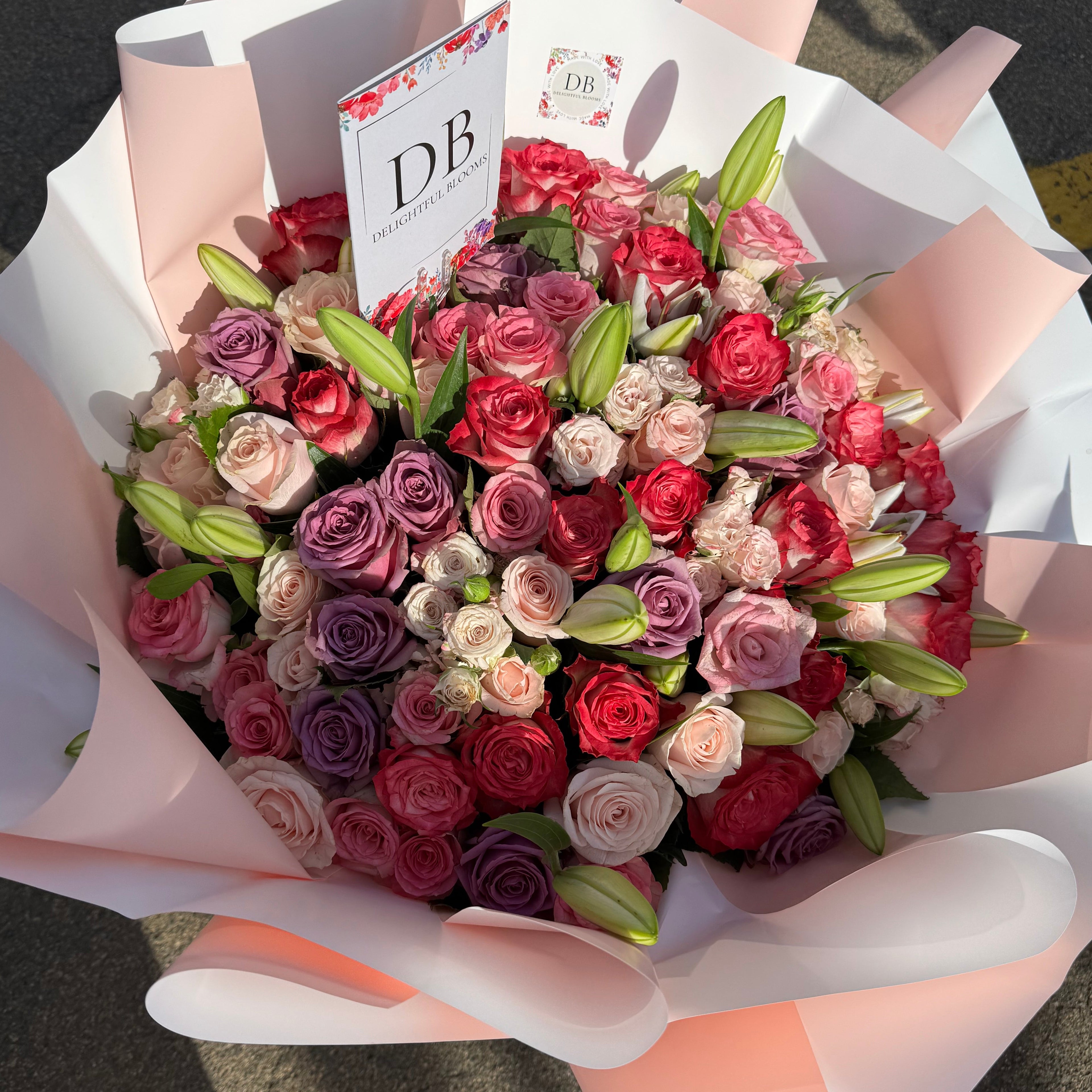 Lilac & blush Mixed Rose & Lily Bouquet