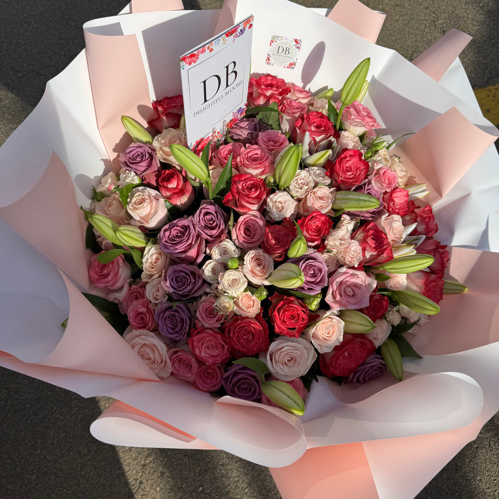 Lilac & blush Mixed Rose & Lily Bouquet