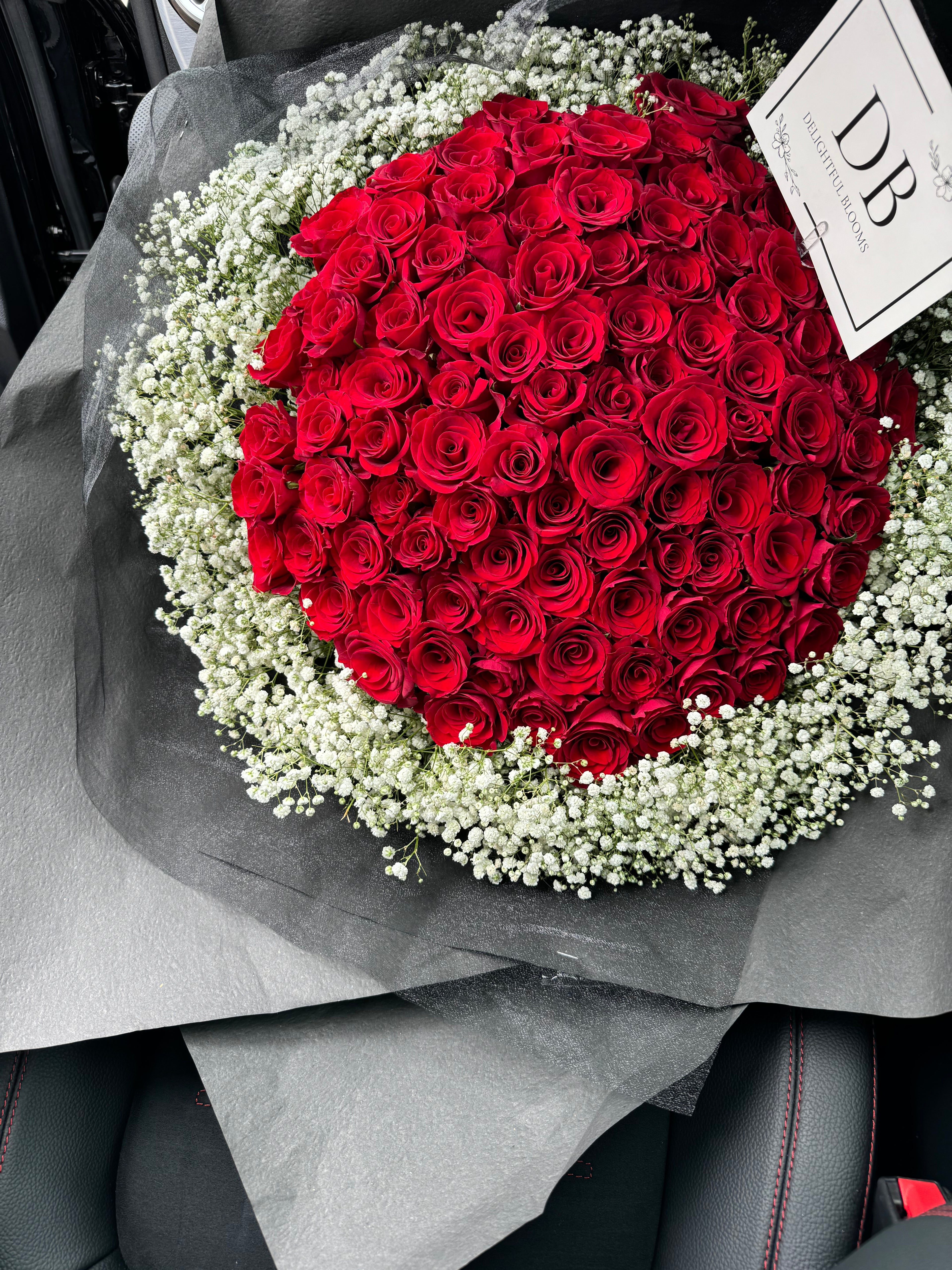 Red Roses with Baby’s Breath