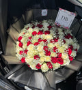 Mixed Red & White Roses with Baby’s Breath Bouquet