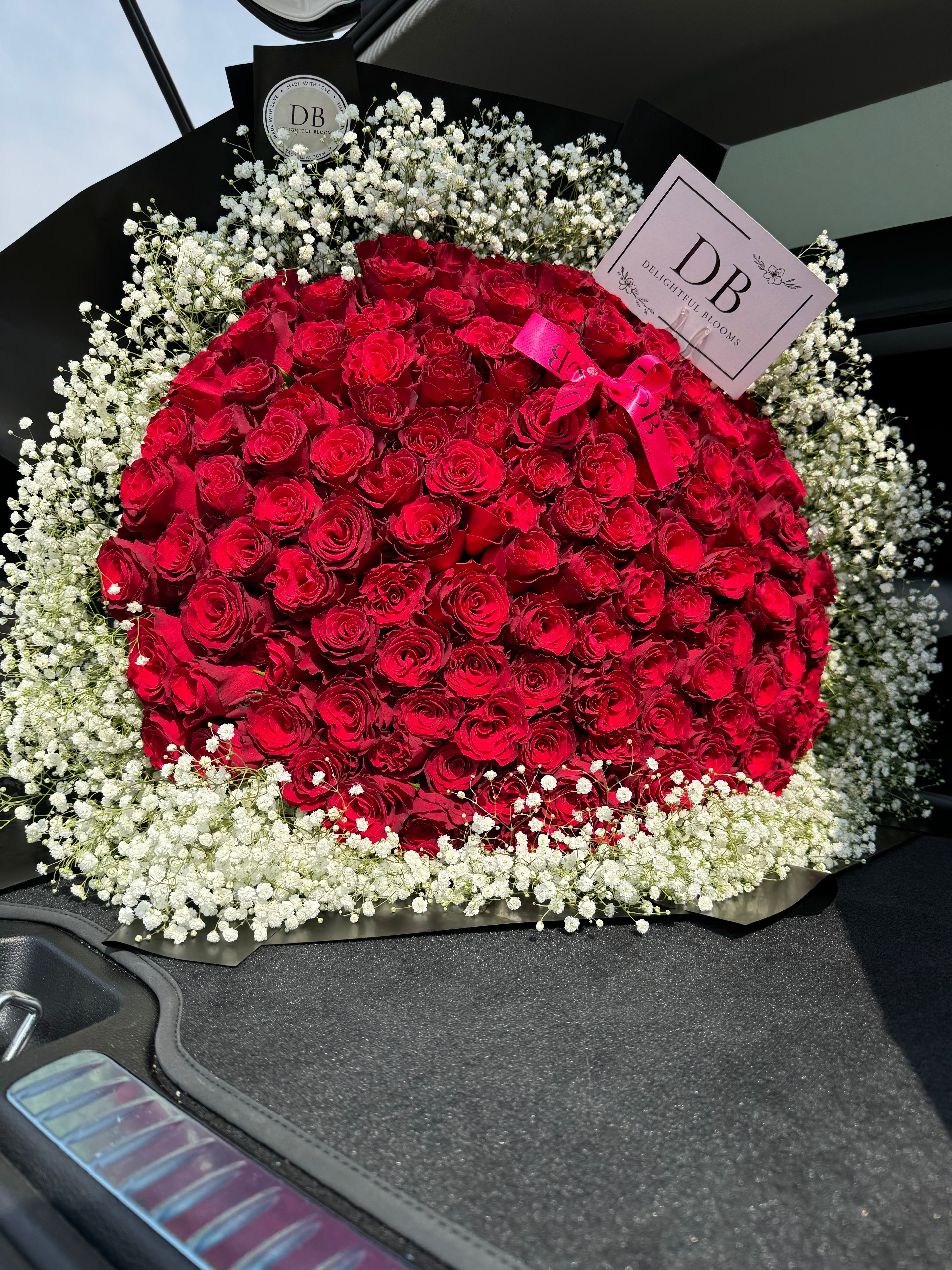 Red Roses with Baby’s Breath